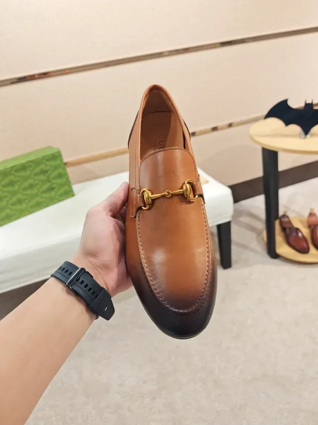 Gucci Horsebit 1955 Brown Beige Buckle Two-Tone Leather Loafer 5