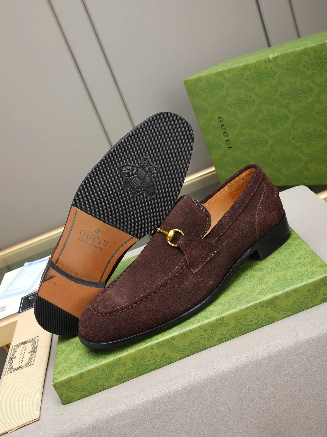 Gucci Horsebit 1955 बर्गंडी मखमली लोफर 4