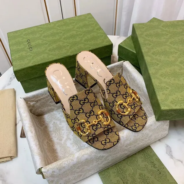 Gucci Horsebit 1955 GG Monogram ذهبي Horsebit Mule Loafers 7