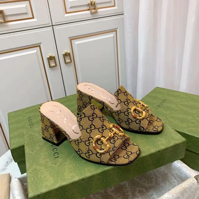 Gucci Horsebit 1955 GG Monogram ذهبي Horsebit Mule Loafers 8
