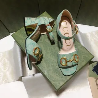 Gucci Horsebit 1955 Mint Green Jacquard Horsebit Gladiator Sandals