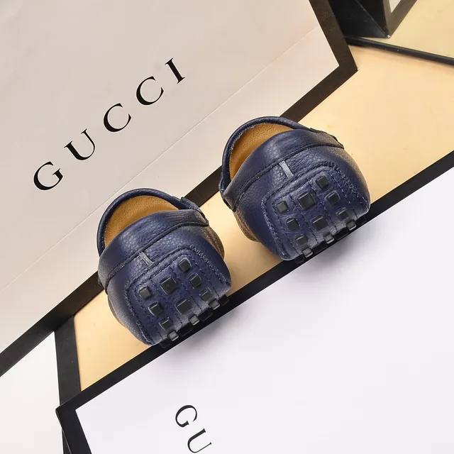 Gucci Horsebit 1955 Navy Blue Pebbled Leather Loafers 2
