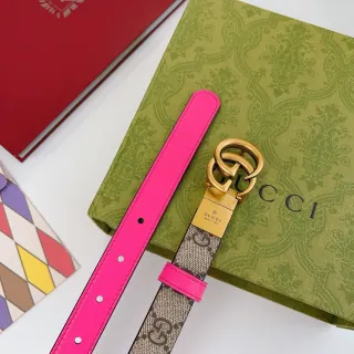 Gucci Horsebit 1955 粉色米色 Double G Buckle GG Supreme Canvas Leather Belt