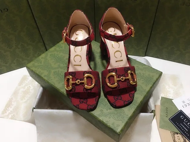 Gucci Horsebit 1955 लाल और नेवी GG Monogram ग्लाडिएटर सैंडल 8