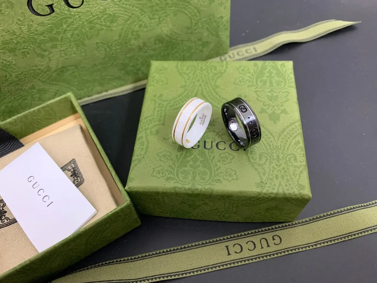 Gucci Interlocking G Ceramic and Metal Rings 7