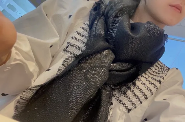 Gucci Metallic Monogram Fringed Black Silk Scarf 2