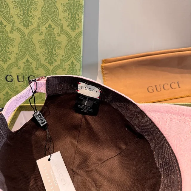 Gucci Monogram Jacquard ويب ستريب وردي قبعة بيسبول 4