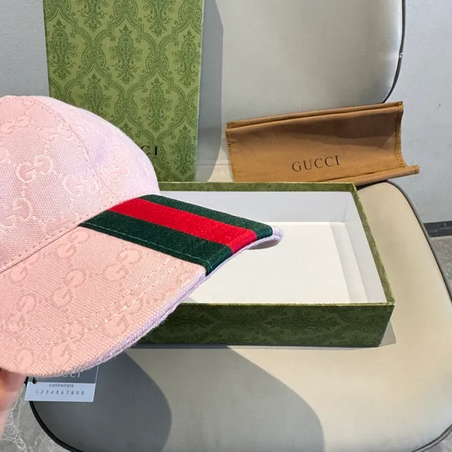 Gucci Monogram Jacquard ويب ستريب وردي قبعة بيسبول 6