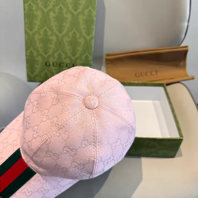 Gucci Monogram Jacquard ويب ستريب وردي قبعة بيسبول 7