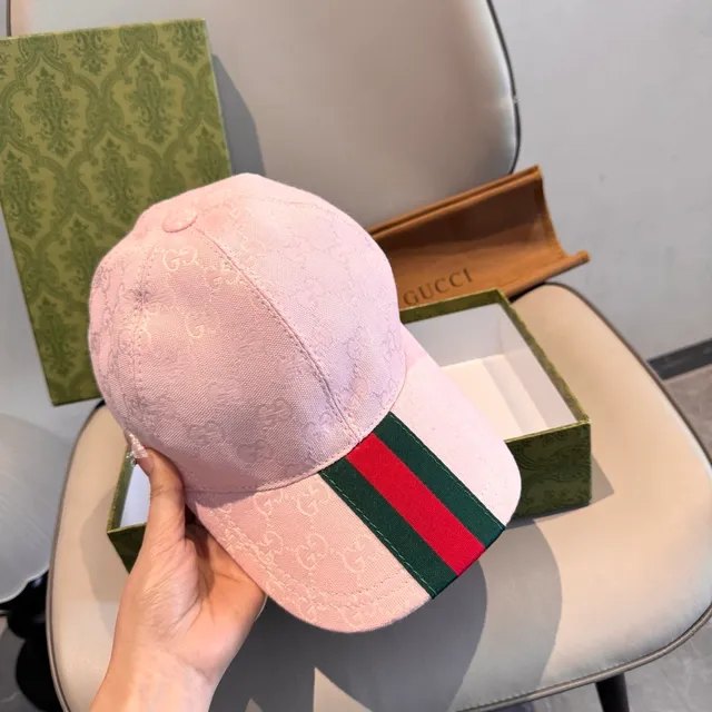 Gucci Monogram Jacquard ويب ستريب وردي قبعة بيسبول 8