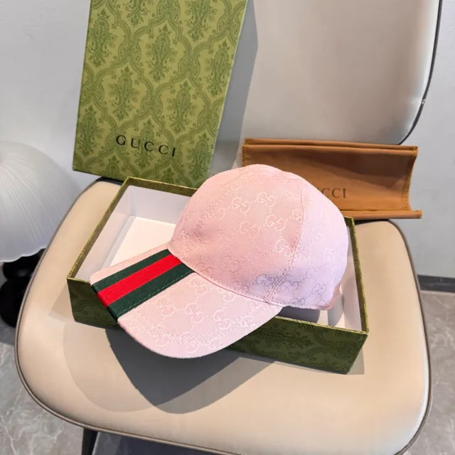 Gucci Monogram Jacquard ويب ستريب وردي قبعة بيسبول 9