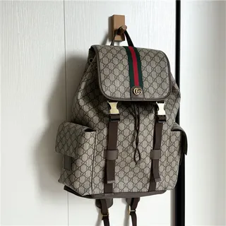 Gucci Ophidia 米棕 GG Monogram Canvas Web 条纹 装饰 休闲 Backpack 2