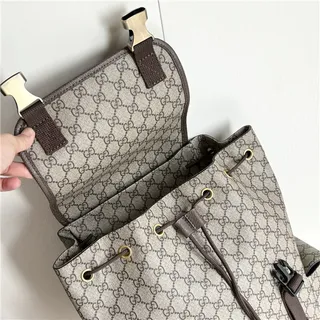 Gucci Ophidia 米棕 GG Monogram Canvas Web 条纹 装饰 休闲 Backpack 4