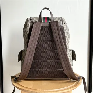 Gucci Ophidia 米棕 GG Monogram Canvas Web 条纹 装饰 休闲 Backpack 7