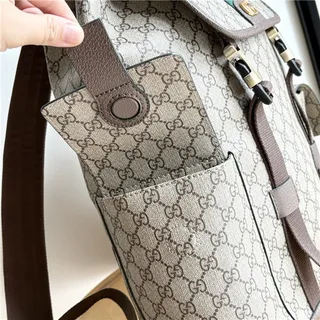 Gucci Ophidia 米棕 GG Monogram Canvas Web 条纹 装饰 休闲 Backpack 8