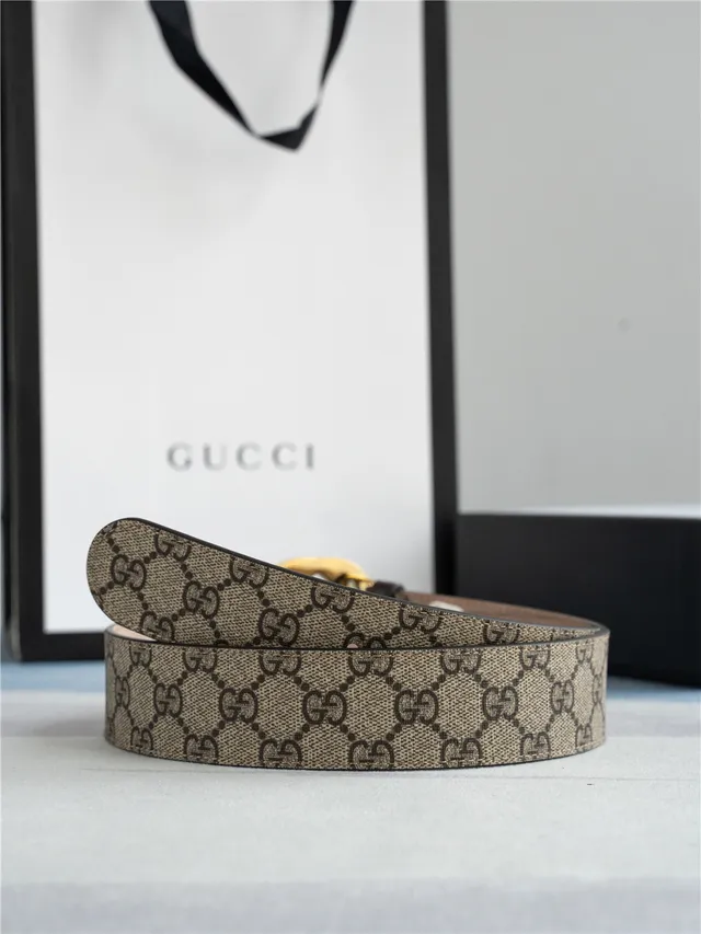 Gucci Ophidia Beige Gold GG Monogram Canvas Interlocking G Buckle Leather Belt 8