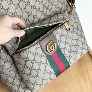 Gucci Ophidia बीज हरा GG Monogram कैनवास वेब स्ट्राइप एकसेंट कैजुअल बैकपैक 3