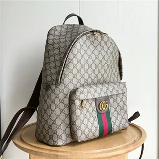 Gucci Ophidia बीज हरा GG Monogram कैनवास वेब स्ट्राइप एकसेंट कैजुअल बैकपैक 9