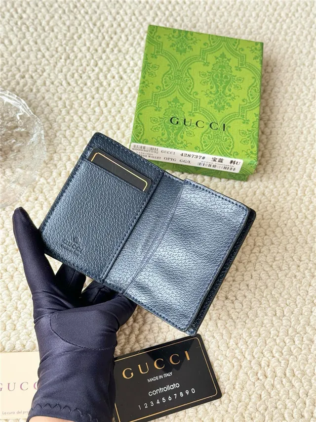 Gucci Ophidia भूरा चमड़ा जाली पट्टी छोटी वॉलेट 2