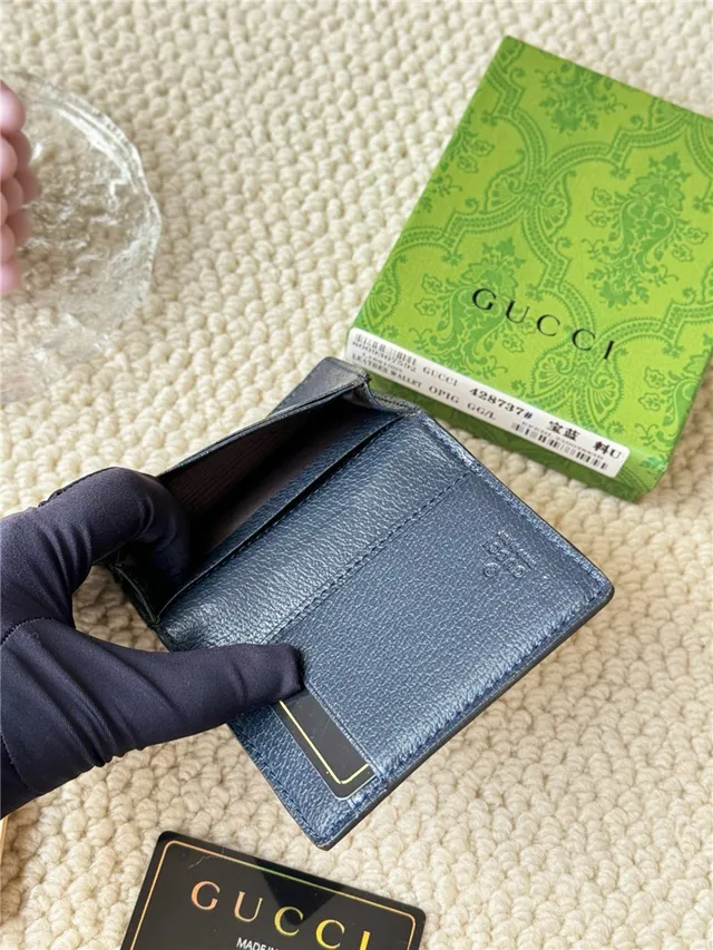 Gucci Ophidia भूरा चमड़ा जाली पट्टी छोटी वॉलेट 3
