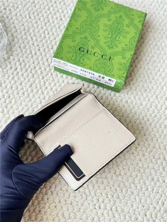 Gucci Ophidia भूरा चमड़ा जाली पट्टी छोटी वॉलेट 14