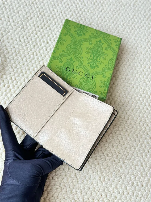 Gucci Ophidia भूरा चमड़ा जाली पट्टी छोटी वॉलेट 15