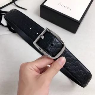 Gucci Ophidia কালো এমবসড GG Monogram চামড়ার বেল्ट