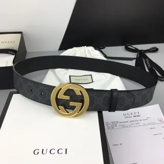 Gucci Ophidia काला सोना GG Monogram कैनवास Interlocking G Buckle चमड़ी का पट्टा