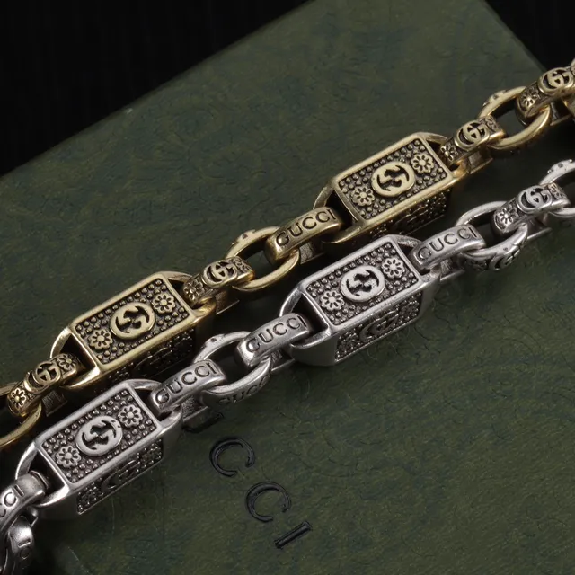 Gucci Ophidia Chain Bracelet Bracelets en métal argenté et doré 2