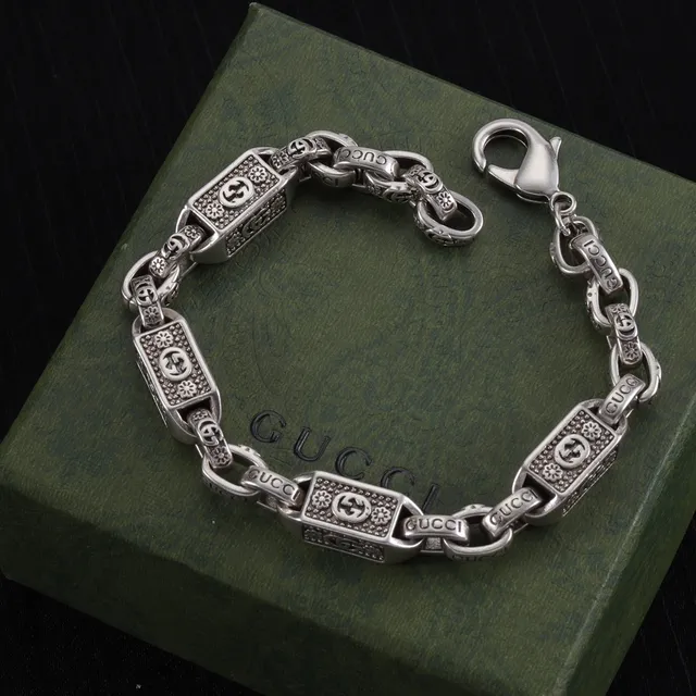 Gucci Ophidia Chain Bracelet Bracelets en métal argenté et doré 3
