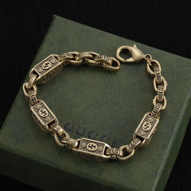 Gucci Ophidia Chain Bracelet Bracelets en métal argenté et doré 4
