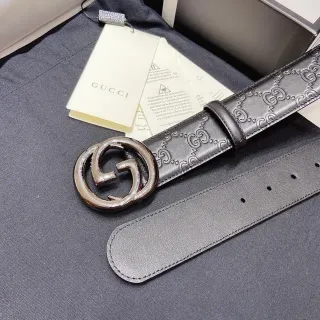 Gucci Ophidia Interlocking G Buckle भूरा चमड़ा बेल्ट