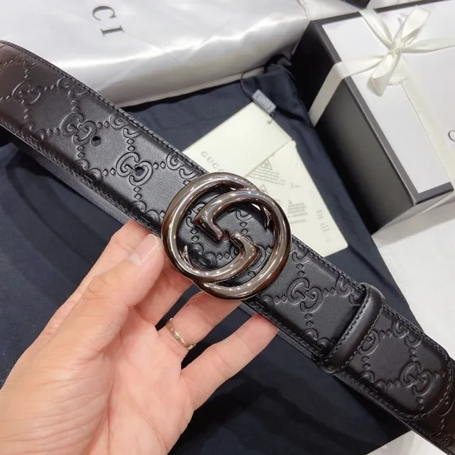 Gucci Ophidia Interlocking G Buckle حزام جلد رمادي 2