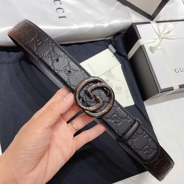 Gucci Ophidia Interlocking G Buckle حزام جلد رمادي 3