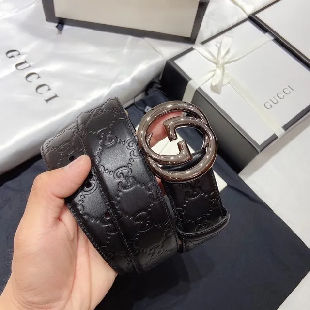 Gucci Ophidia Interlocking G Buckle حزام جلد رمادي 5