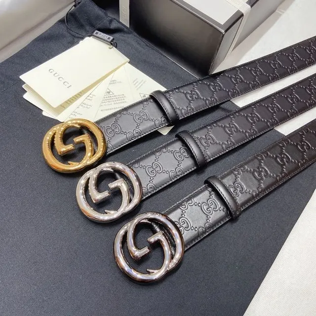 Gucci Ophidia Interlocking G Buckle حزام جلد رمادي 7