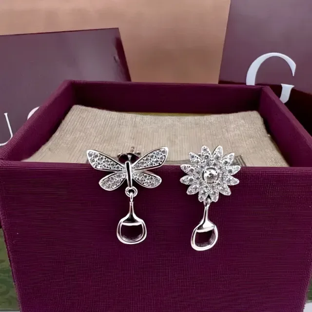 Gucci Pavé-Crystal Dragonfly and Daisy Stirrup Drop Earrings 6