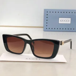 Gucci نظارات شمسية مستطيلة كات آي سوداء أسيتات تدرج بني