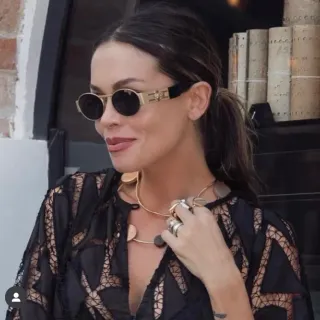 Gucci Óculos de Sol Redondos de Metal Dourados e Pretos