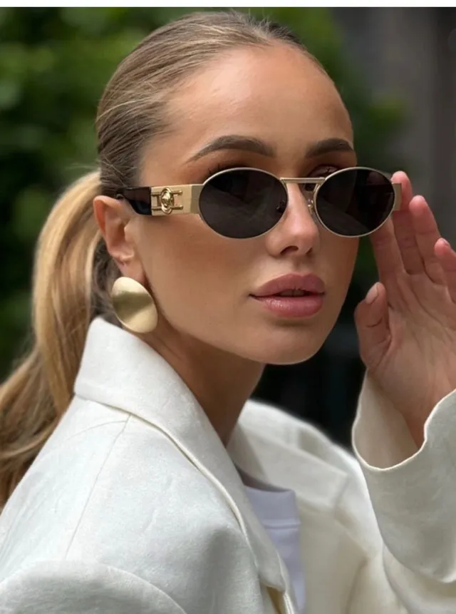 Gucci Round Metal Gold and Black Sunglasses 8