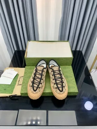 Gucci Screener Beige and Black GG Monogram tênis lifestyle 6