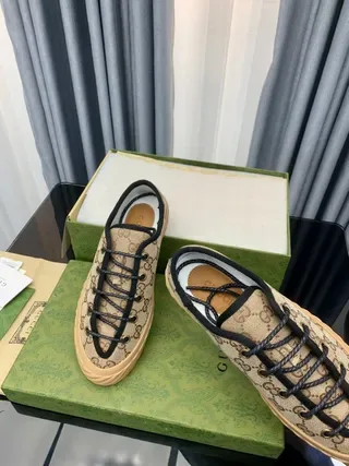Gucci Screener Beige and Black GG Monogram tênis lifestyle 8