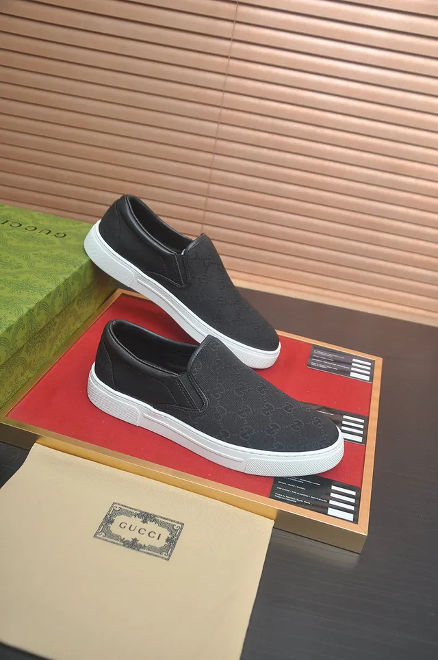 Gucci Screener Black GG Monogram Canvas Loafers 4