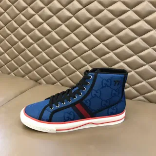 Gucci Screener Blue GG Supreme Web Stripe zapatillas lifestyle de alto