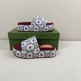 Gucci Screener GG Web Blanco Verde Rojo Burdeos Plataforma Slippers
