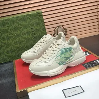 Gucci Screener Off-White Cuero Interlocking GG Logo Lifestyle Sneakers