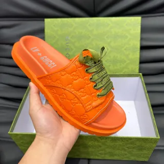 Gucci Screener برتقالي GG Monogram شريط دانتيل نعال