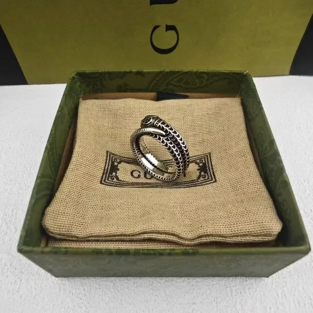 Gucci Serpent Silver Green Snake-Link Chain Sculpted Heads Bracelet 4