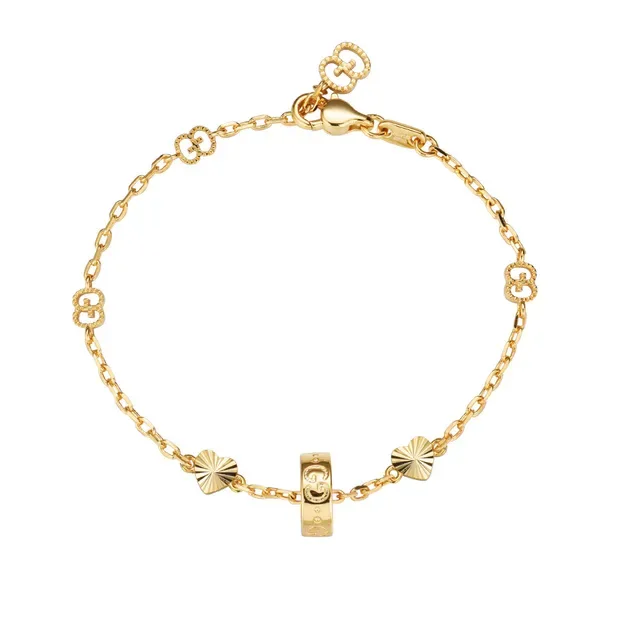 Gucci Silver Black Chain-Link Engraved Disc Bracelet 3