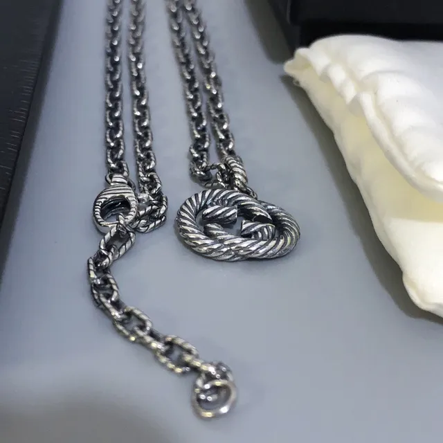 Gucci Silver Twisted Rope Chain Interlocking Double G Pendant Bracelet 8